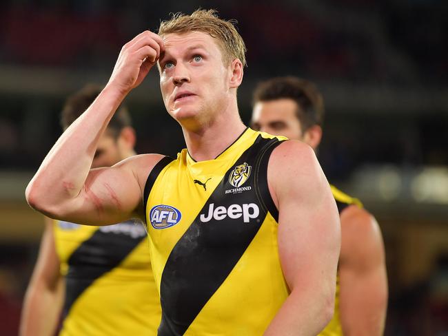 ADELAIDE, AUSTRALIA - JUNE 08: Connor Menadue of the Tigers looks on after the round 12 AFL match between the Port Adelaide Power and the Richmond Tigers at Adelaide Oval on June 8, 2018 in Adelaide, Australia.  (Photo by Daniel Kalisz/Getty Images)