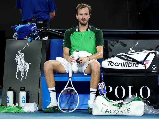 A deflated Daniil Medvedev after his five-set defeat. Picture: Getty Images