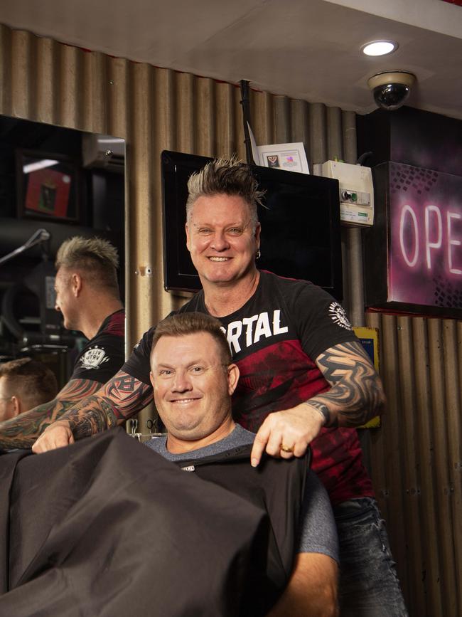 Deadly Hair Dude Owner Gary Strachan and business partner Ashley Brown. Picture: Keri Megelus