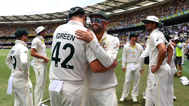 Nathan Lyon nabbed his milestone 400th Test wicket at the Gabba. Picture: Getty