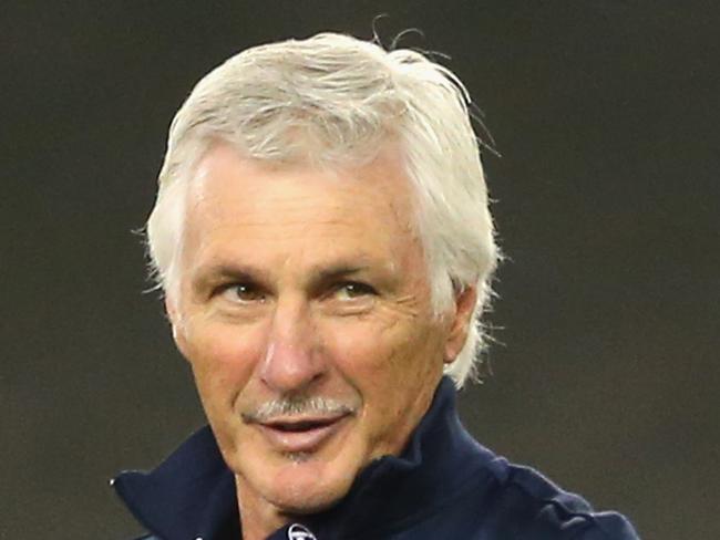 MELBOURNE, AUSTRALIA - MAY 12: Michael Malthouse the coach of the Blues looks on during the round eight AFL match between the St Kilda Saints and the Carlton Blues at Etihad Stadium on May 12, 2014 in Melbourne, Australia. (Photo by Quinn Rooney/Getty Images)