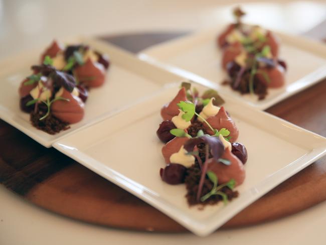 A little something between drinks ... the food at the Emirates marquee. Picture: Alex Coppel