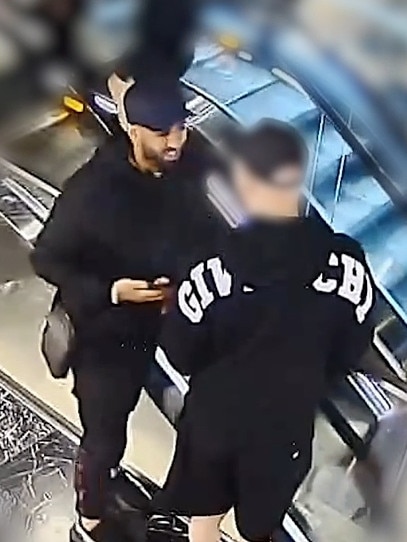 The two men pictured were seen near Oraiha at Westfield on Pitt St in the hours before the underworld figure’s death last May. Picture: NSW Police