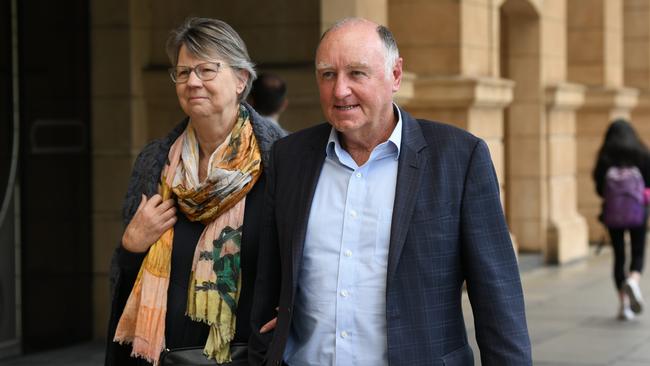 Former Renewal SA boss John Hanlon, right, outside court. Picture: NCA NewsWire