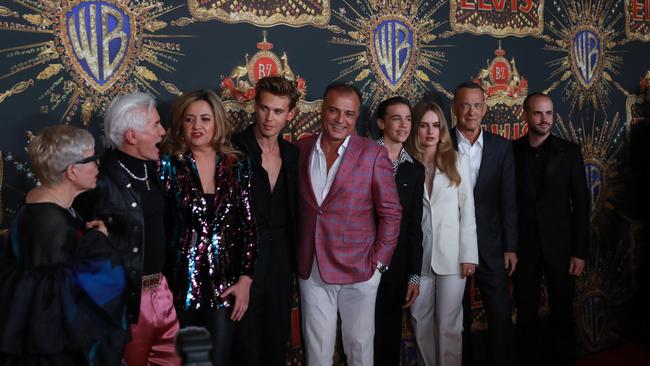 Queensland Premier Annastacia Palaszczuk with director Baz Luhrmann and the cast of Elvis. Picture: Scott Powick Newscorp.