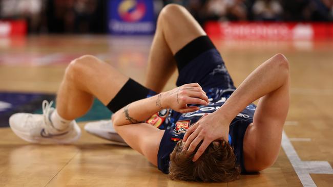 Luke Travers left Monday’s night game with concussion. Picture: Graham Denholm/Getty Images