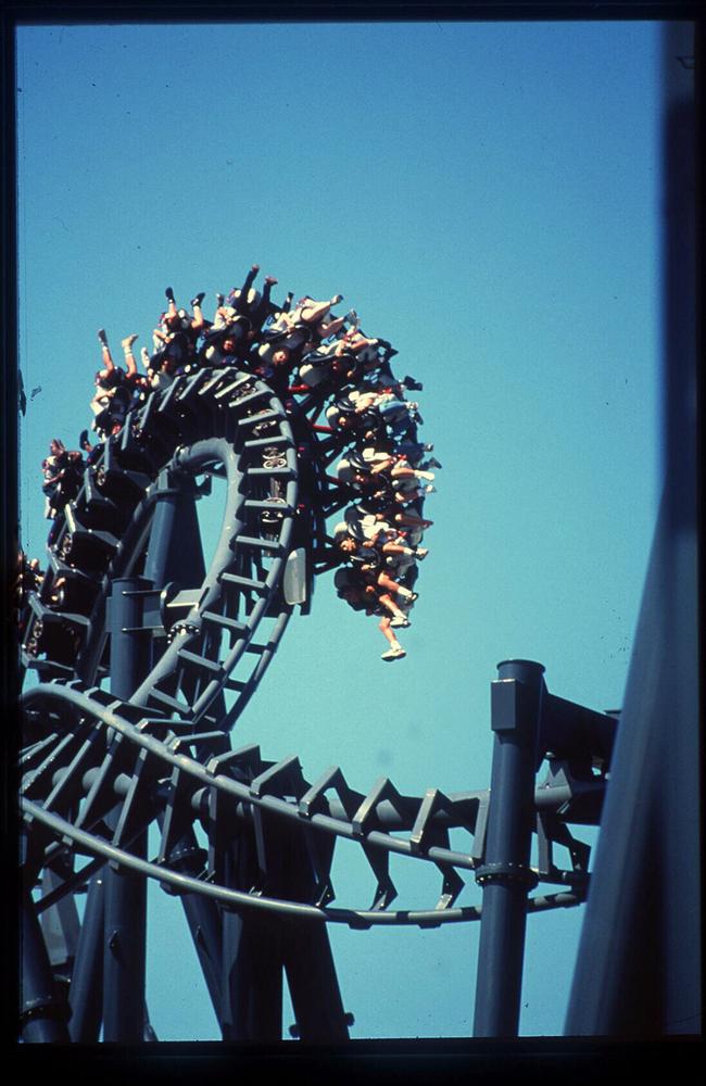 Lethal Weapon rollercoaster at Warner Bros Movie World on the Gold Coast. Picture: Queensland / Amusement Centre