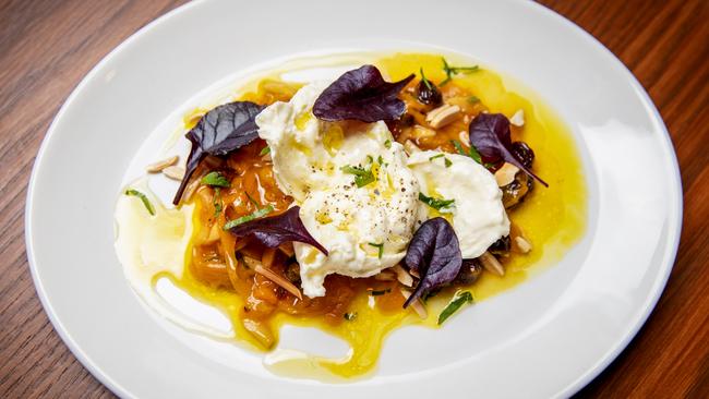 The textured agrodolce pepper and burrata is a real treat. Picture: Nicole Cleary