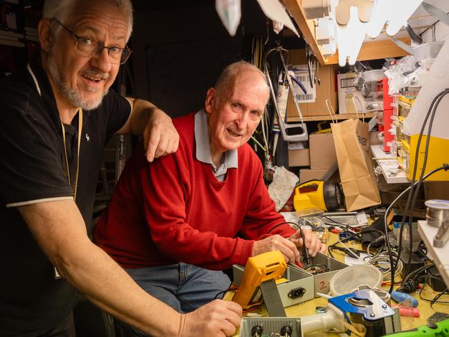 In-house engineers Richard Palmer and Graeme McKenzie, two of the 80 volunteers who keep the radio station rolling along. Picture: Jason Edwards