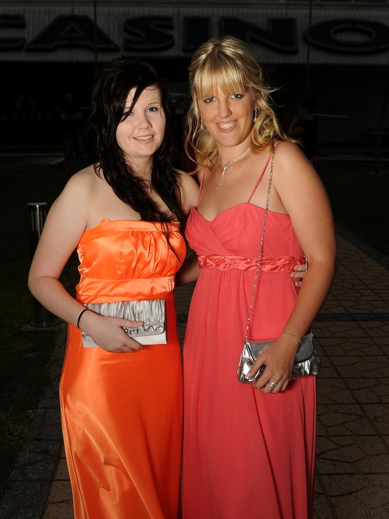 Jaklyn Duncan and Laura McArthur at the Palmerston High School 2010 formal at SkyCity Casino.