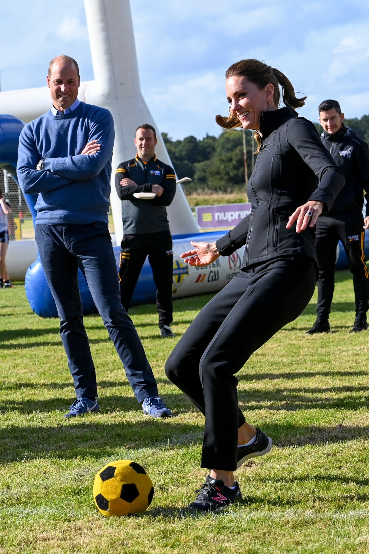 <p>Playing football in Derry.</p>