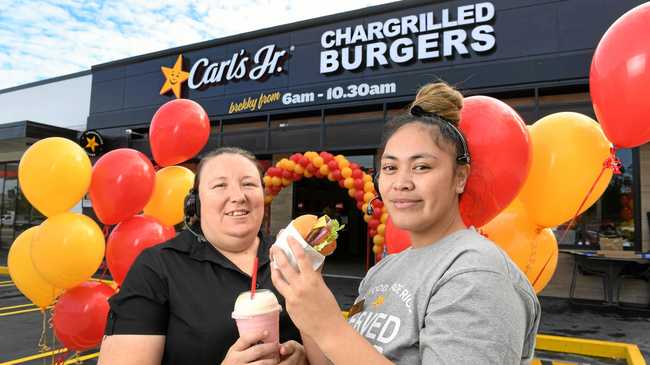 Carl's Jr has opened in Riverview. Managers Diane Simmons and Rose Mananu. Picture: Rob Williams