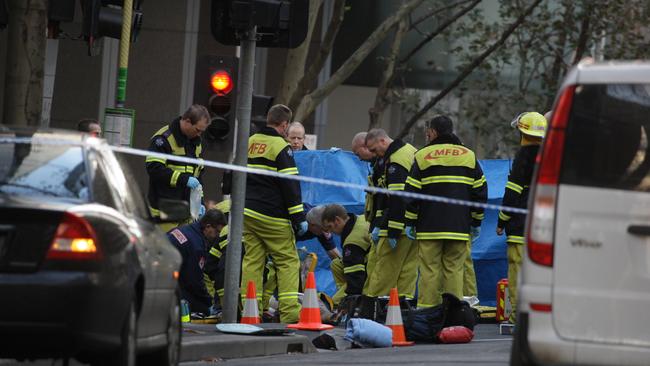 The scene of the 2007 shooting on the corner of Flinders Lane and William Street in Melbourne.