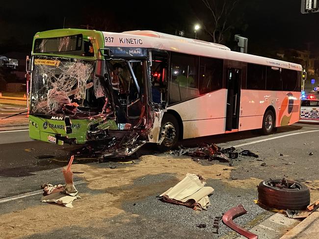 The scene of the crash on Brisbane Rd, Labrador. Picture: Kathleen Skene