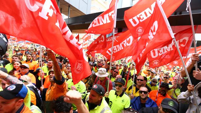 The CFMEU has been fined for a 2016 strike. Picture: Liam Kidston.