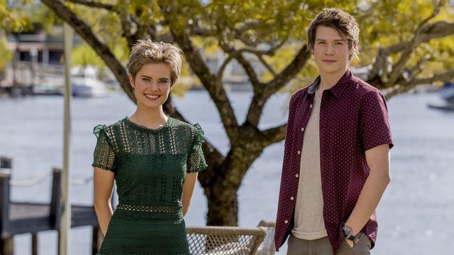 Elizabeth and Julian Cullen on set of The Bureau of Magical Things. Picture: Jerad Williams