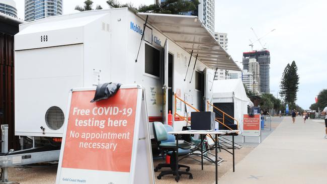 Free Covid testing site at the Surfers Paradise boardwalk. Picture: SCOTT POWICK NEWSCORP