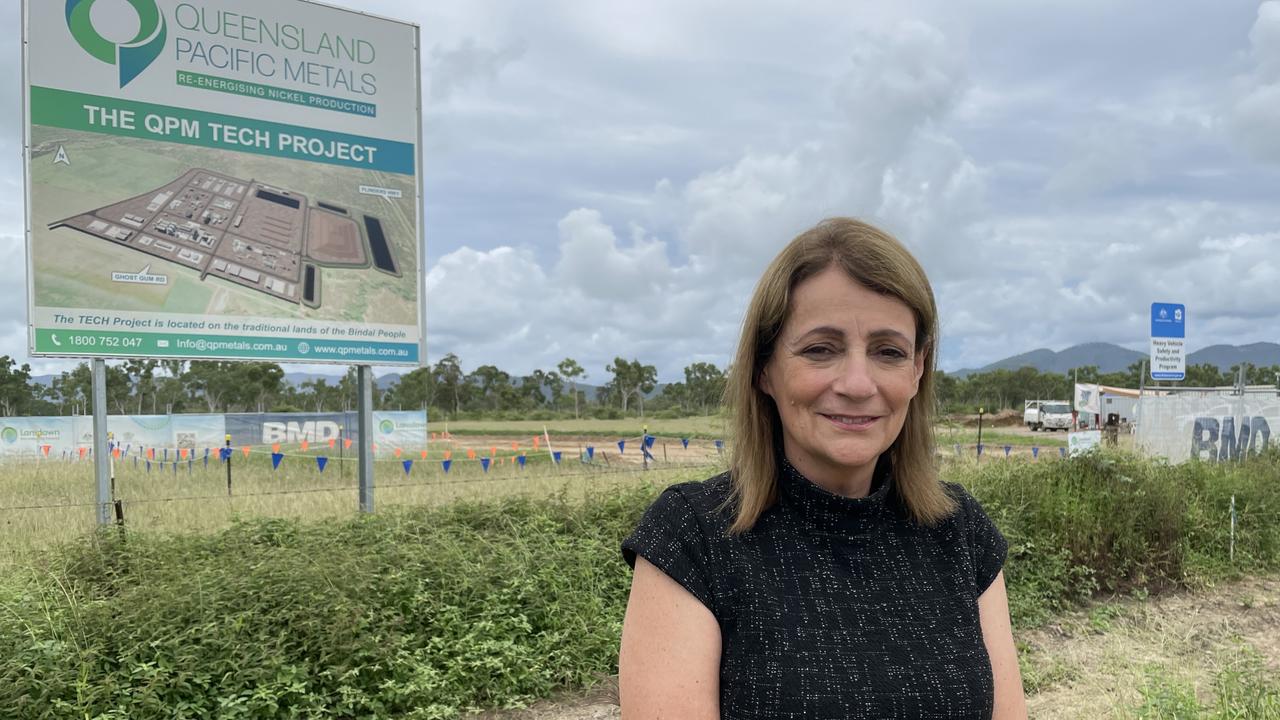 Townsville mayor Jenny Hill at the construction site for No Name Road in the Lansdown Eco-industrial Precinct, connecting to the QPM project. Picture: Leighton Smith.