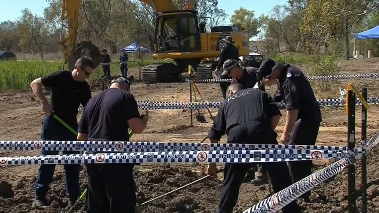 Police search a dam in Walgett for the remains of Roxlyn Bowie. Picture: A Current Affair