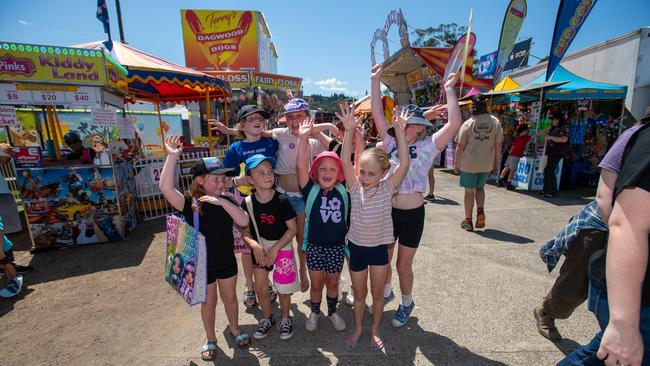 Lismore kids Callee, Mia, Willow, Hannah, Lilly, Maddie, Lilah and Thea having a blast at the 2023 Lismore Show.