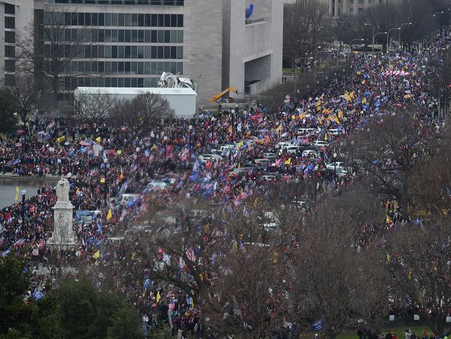 Trump supporters in the streets around the US Capitol. Picture: AFP.