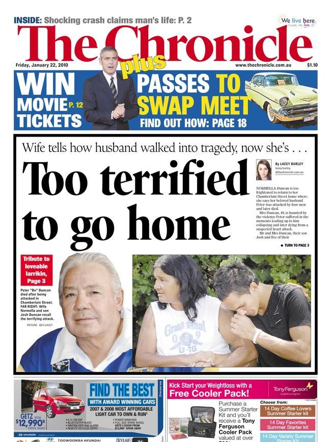 Front pages from The Toowoomba Chronicle in 2010.