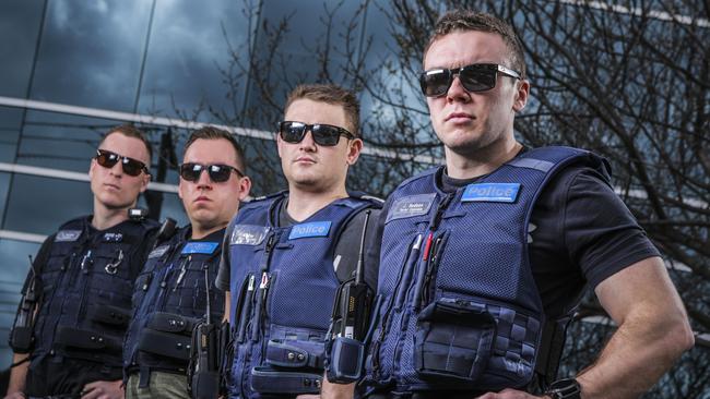 Knox police Constable Skye Forster, Constable Jordan Dunstone, Senior Constable Gavin Day and Senior Constable Jack Hudson. Picture Wayne Taylor