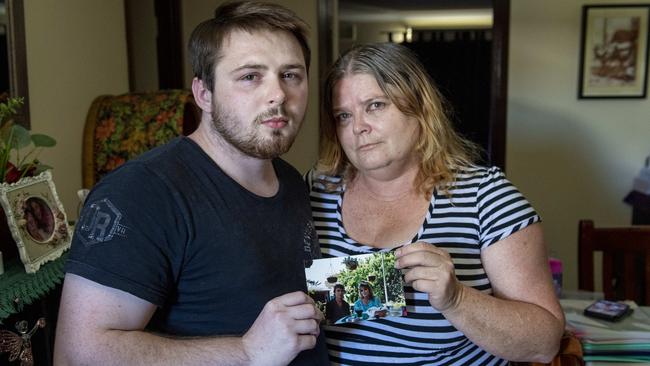 Alleged murder victim Steven Tozer's son Josh Tozer and ex-partner Denise Palmer at their Semaphore Park home. Picture: Mark Brake