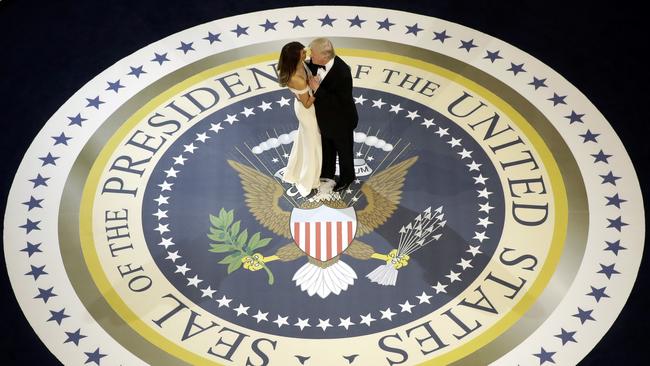 The Trumps dance at a 2017 salute to armed services ball. Picture: AP