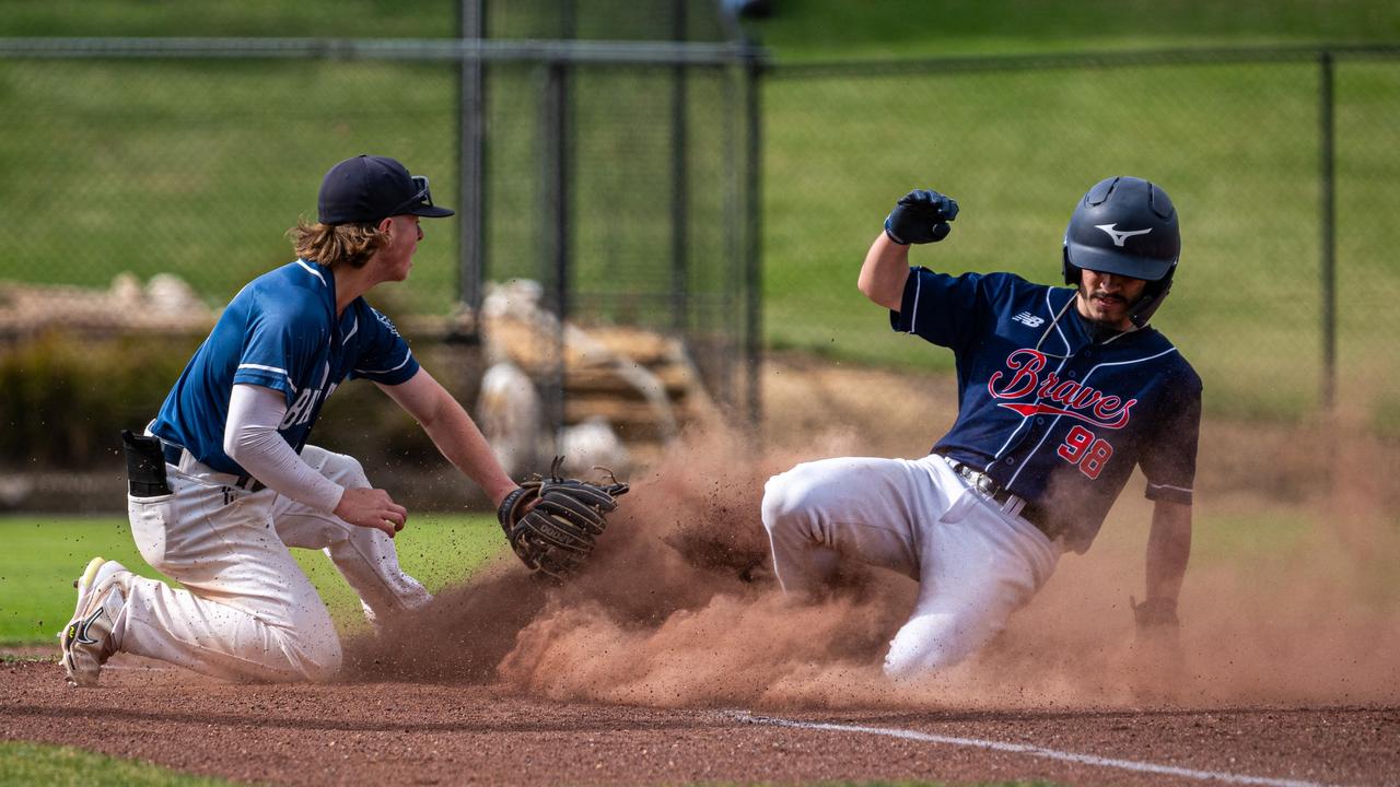 Malvern score a run against the Baycats. Picture: Jackson Geall.