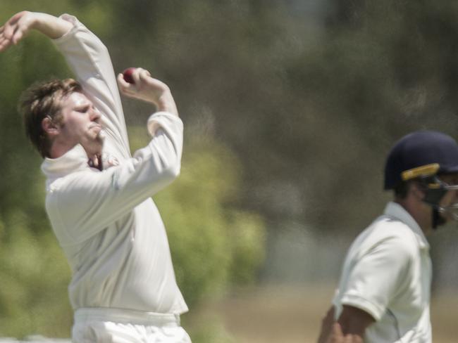 Tyabb bowler James Holland-Burch in action. Picture: Valeriu Campan