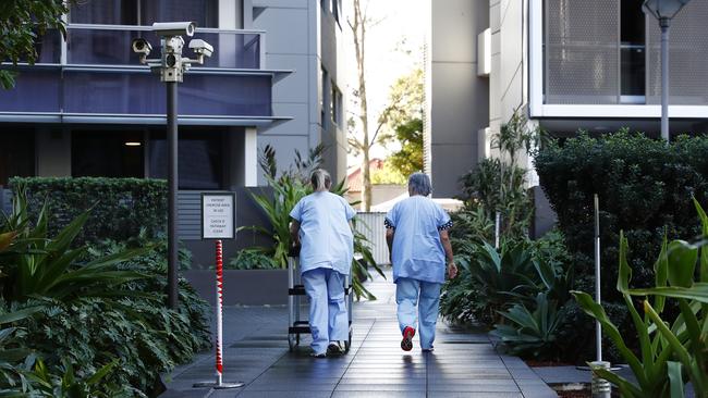 Nurses delivering supplies to the hotel. Picture: Sam Ruttyn