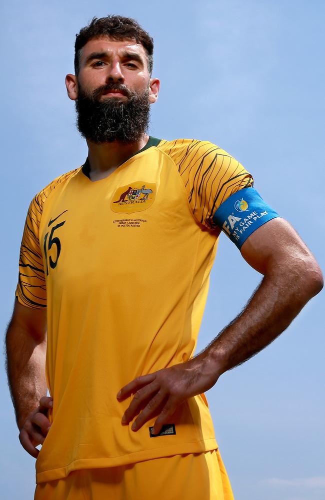 Mile Jedinak, the beard and that stare. Picture: Toby Zerna