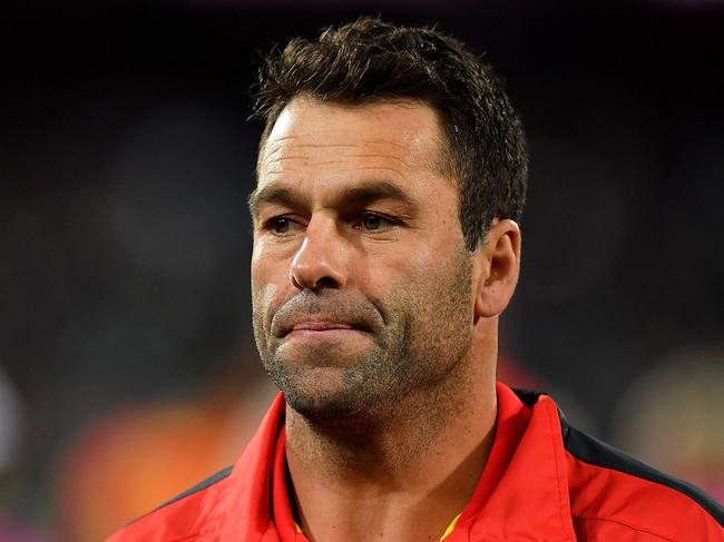 ADELAIDE, AUSTRALIA - AUGUST 26:  Suns interim head coach Dean Solomon walks from the field at three quarter time during the round 23 AFL match between the Port Adelaide Power and the Gold Coast Suns at Adelaide Oval on August 26, 2017 in Adelaide, Australia.  (Photo by Daniel Kalisz/Getty Images)