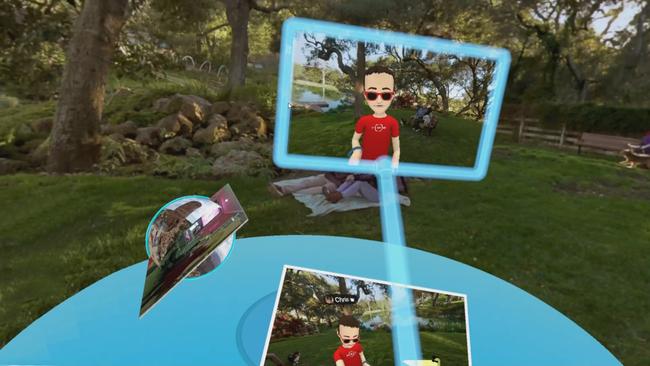 Chris Griffith takes a virtual selfie in Facebook Spaces