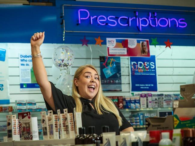 Ashleigh Hutson from Bardens Amcal Pharmacy, in the Northern Territory, has been recognised as Australia's outstanding pharmacy assistant of 2021. Picture: Glenn Campbell.