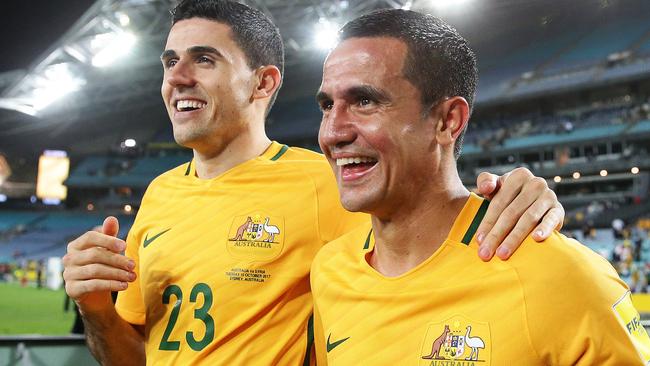 Socceroos Tim Cahill Tom Rogic had contrasting nights in front of goal.