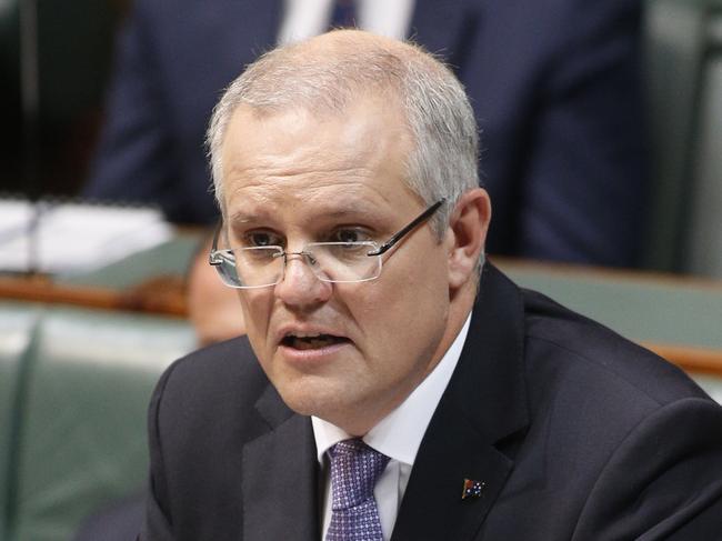 The Treasurer Scott Morrison during his second Budget speech in the House of Representatives in Parliament House Canberra. Picture Gary Ramage