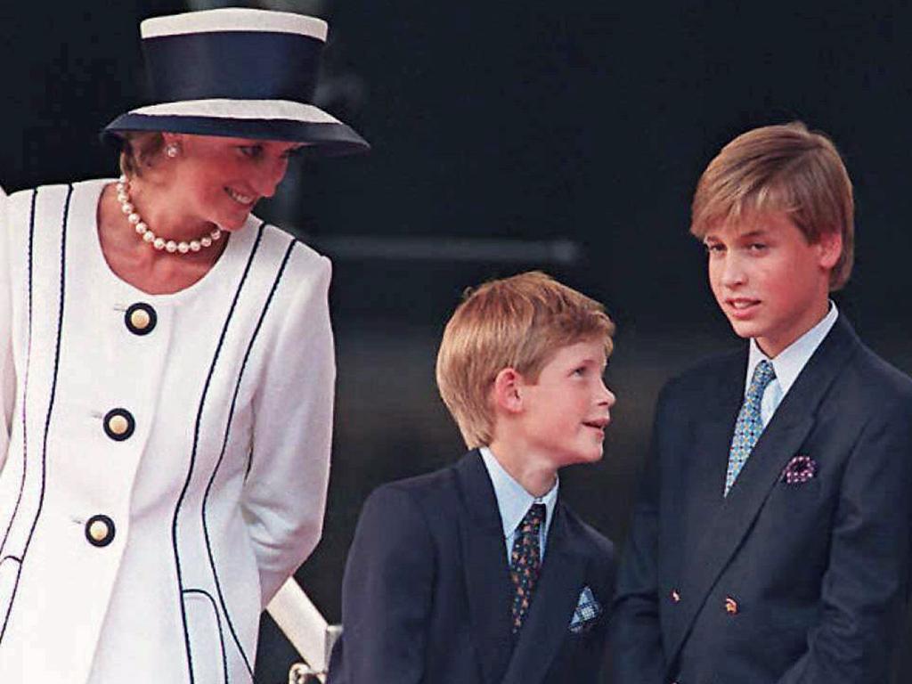 Princess Diana looks over Harry and Wills in 1995. Picture: AFP