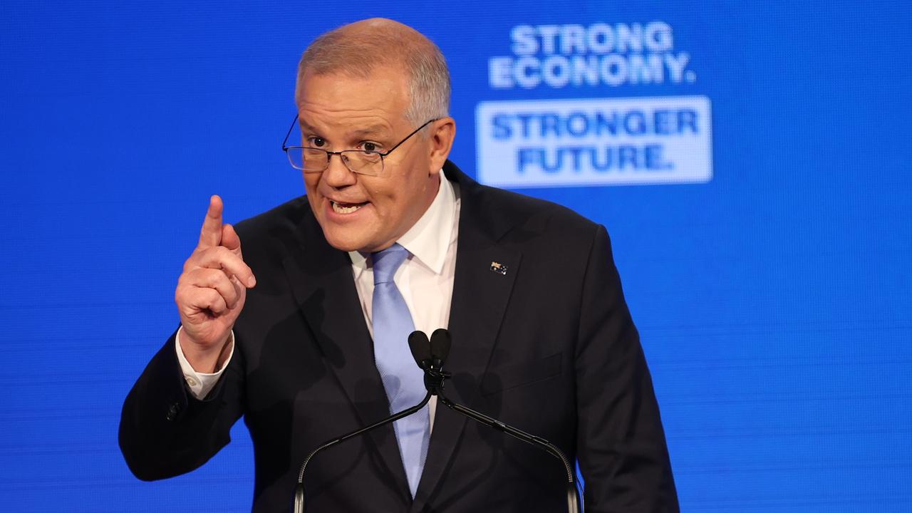 Prime Minister Scott Morrison reveals a new housing policy at his campaign launch in Brisbane. Picture: Jason Edwards