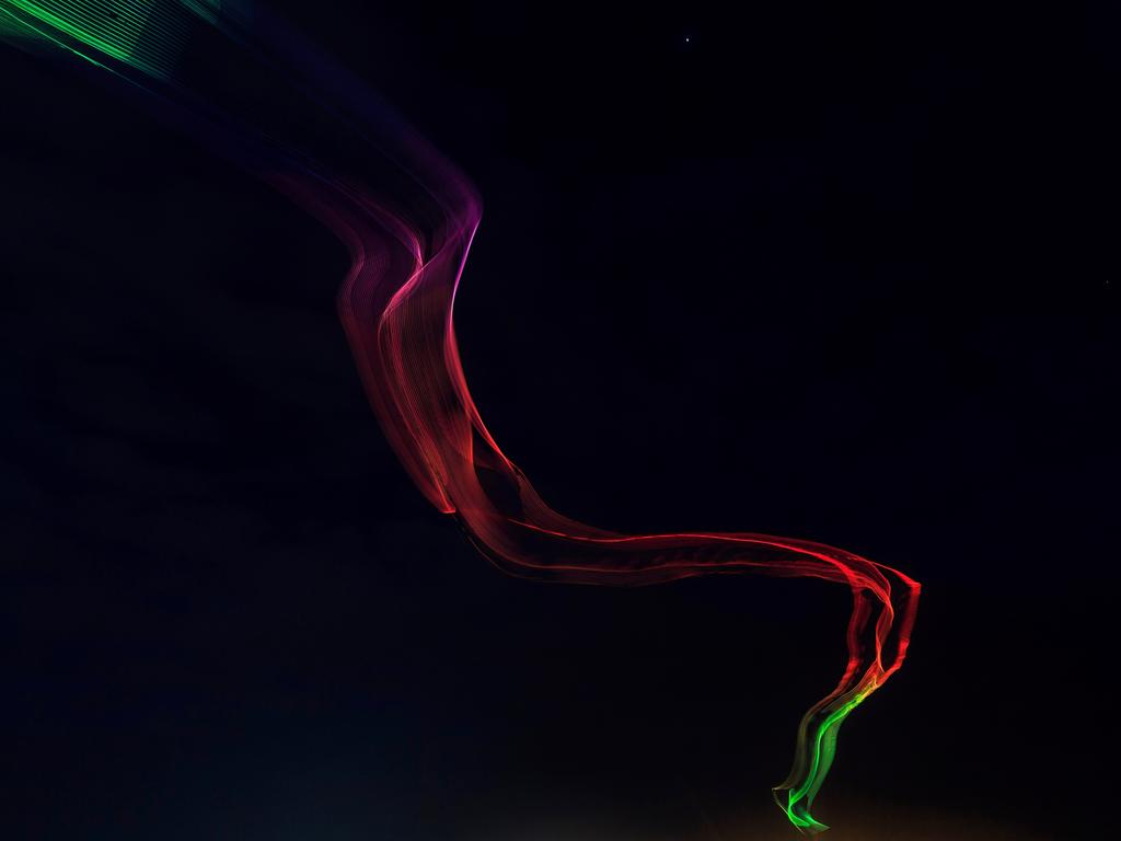 The kites in action at Clontarf’s Pelican Park at night ahead of Redcliffe KiteFest. Photo: Josh Woning.