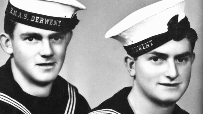 A studio portrait of Teddy Sheean, right, with his brother, Thomas, who were then crew members of HMAS Derwent.