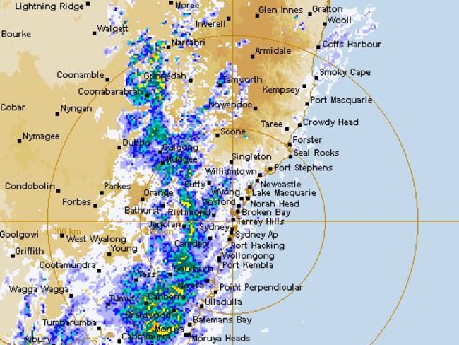 A radar image of NSW at 6.30am this morning. Picture: BOM