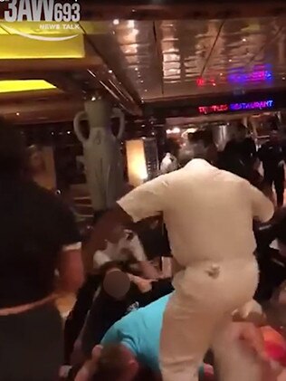 Footage of the cruise ship brawl shown on 3AW.