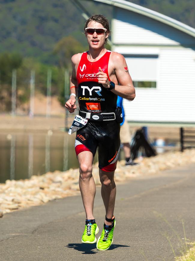 Mens winner Josh Amberger at the IRONMAN Western Sydney 70.3. (JGRimages)