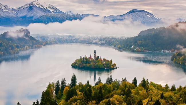 The famous Lake Bled in Slovenia.