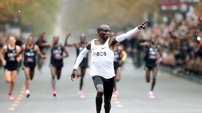 Kenya's Eliud Kipchoge ran a marathon in less than two hours last October. Picture Reuters