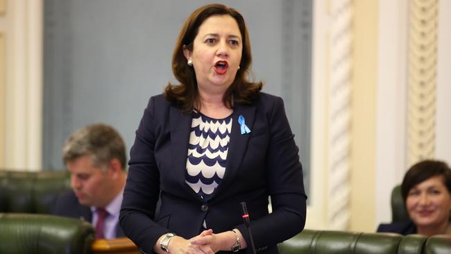 Premier Annastacia Palaszczuk speaks during question time at Queensland parliament this month.