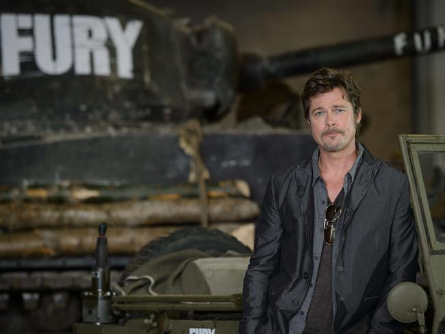 “There’s something very compelling about films where you’re forced to the brink and dealing with killing and death on a daily basis” ... Brad Pitt plays the lead role in movie Fury. Picture: Leon Neal