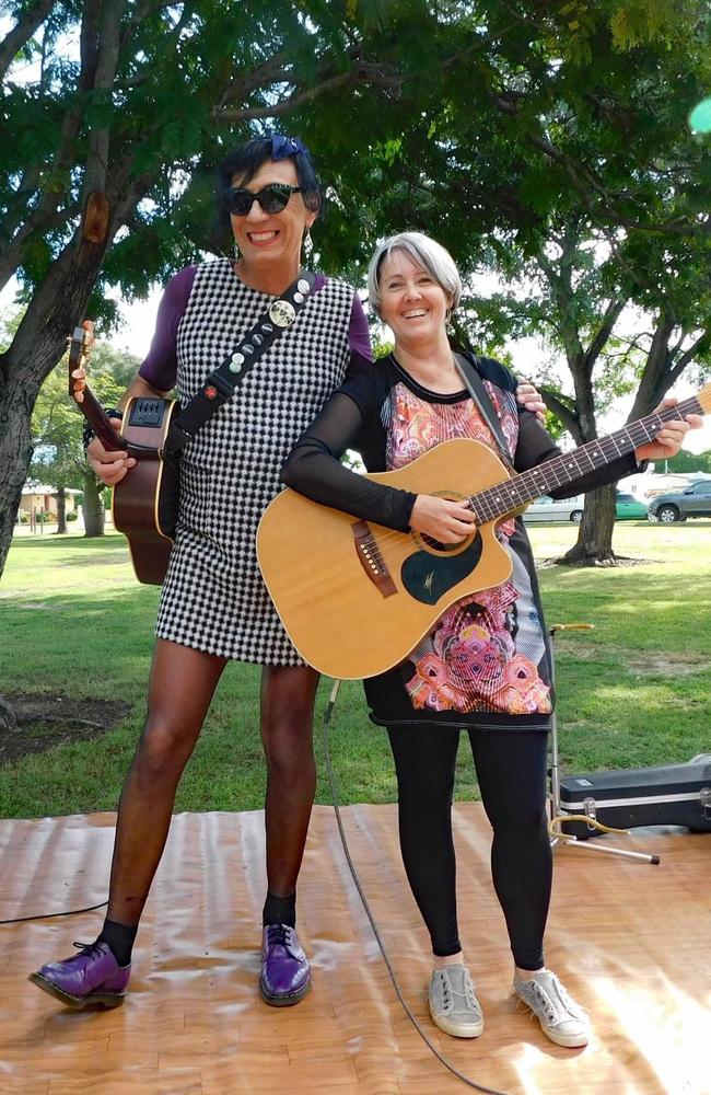 Grant Gunnourie and Annette Rideout of Compulsive Liars at Pride Picnic in the Park in Biloela on June 4, 2022. Picture: Jen Gourley